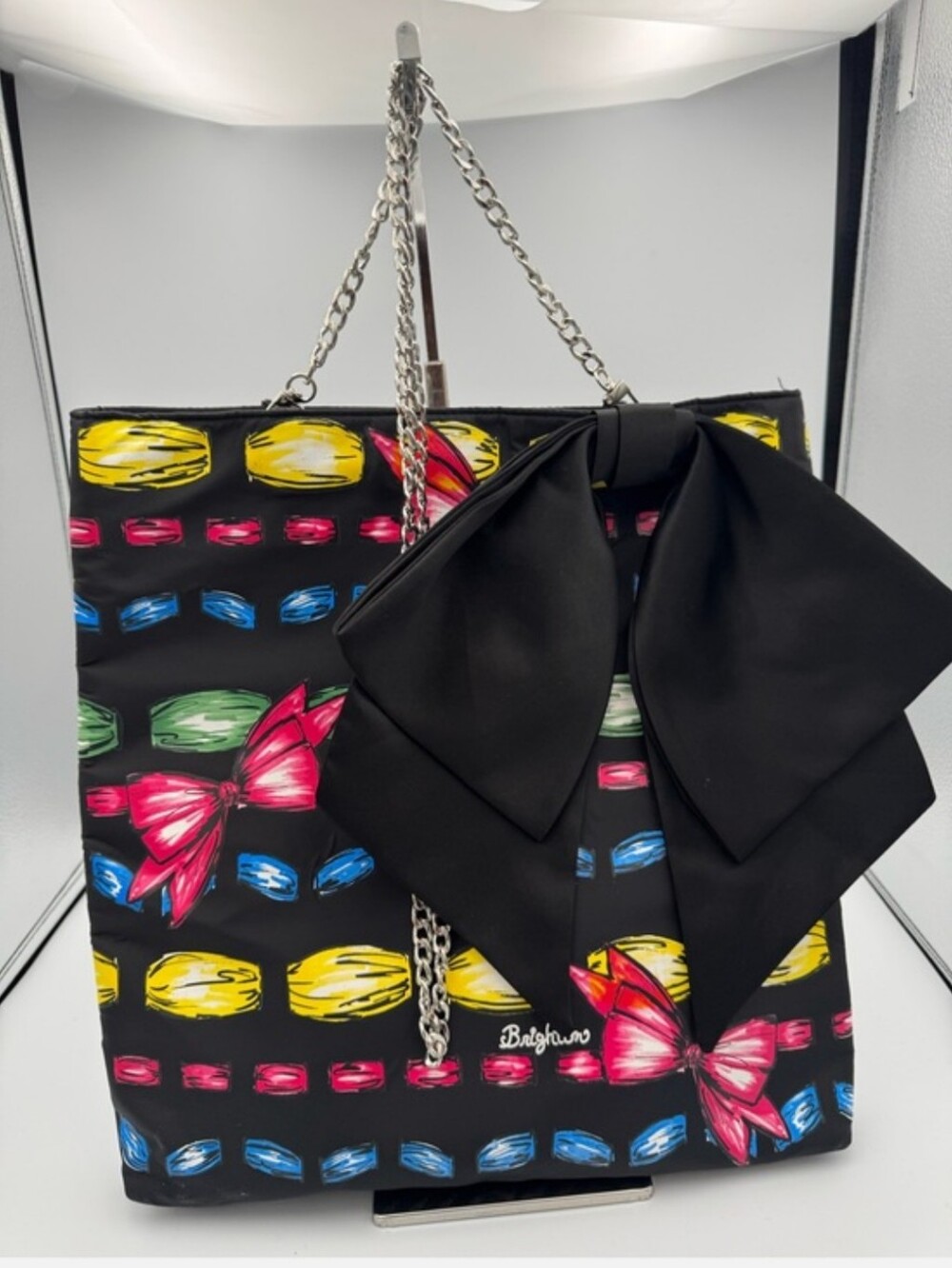 Brighton Black Tote with Multicolor Floral Bow Print...